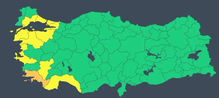 27 Ekim 2026 sarı ve turuncu kod ile uyarı alan iller