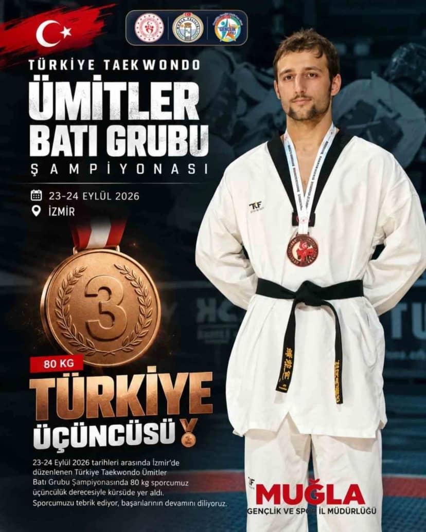 Semih Karabacak, İzmir'deki taekwondo şampiyonasında 80 kiloda bronz madalya kazandı