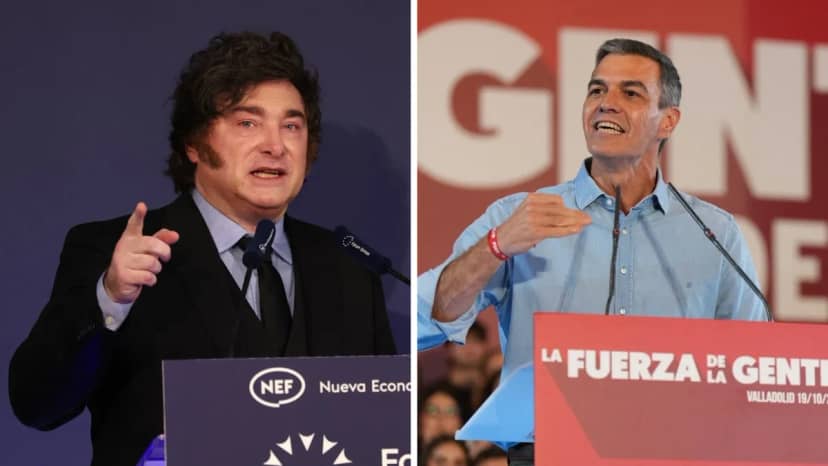 Milei İspanya’ya ayak bastı, Sanchez’ten olay karşılama! O pankartla alay etti