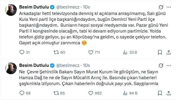 Besim Dutlulu'dan iddialara cevap! Manisa AK Parti'ye mi geçiyor?