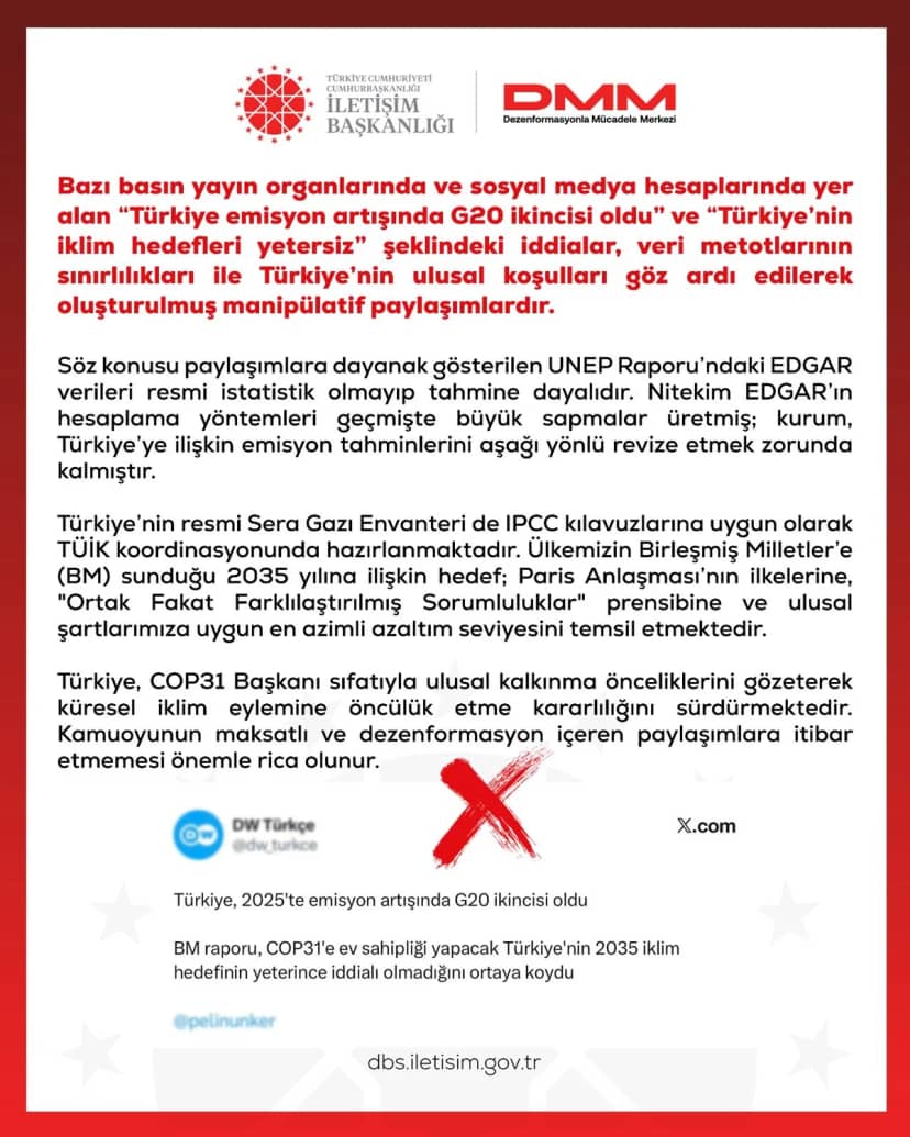 DMM'den "Türkiye emisyon artışında G20 ikincisi" iddialarına tepki