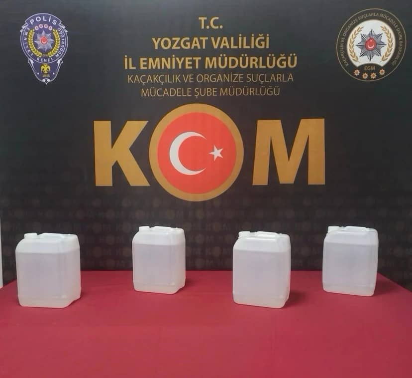 Yozgat Boğazlıyan'da operasyonda 20 litre etil alkol ele geçirildi