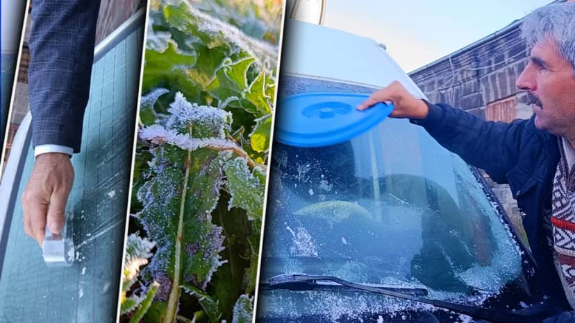 Termometreler eksi 6 derece! Araçların camı buz tuttu, her an kar yağabilir