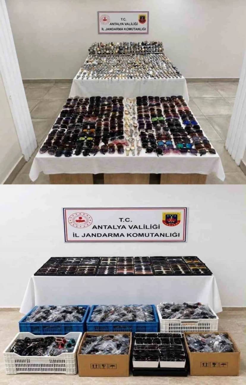 Antalya'da operasyonda 3 bin 940 güneş gözlüğü ve bin 187 saat ele geçirildi