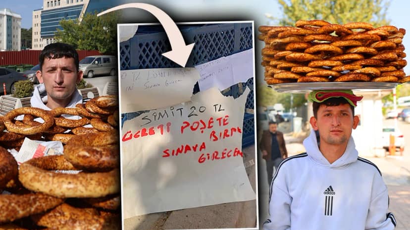 Tezgahına not bırakıp KPSS’ye giren simitçinin şaşırtan hikayesi! Cezaevinden izinli çıktığında satıyormuş