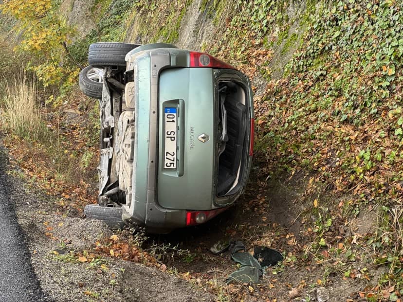 Bolu Dağı'nda D-100'de şarampole devrilen otomobildeki 1 kişi yaralandı