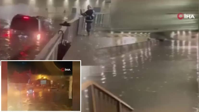 İstanbul da yağış sonrası korkutan manzara! Araçlar yine su altında kaldı 1
