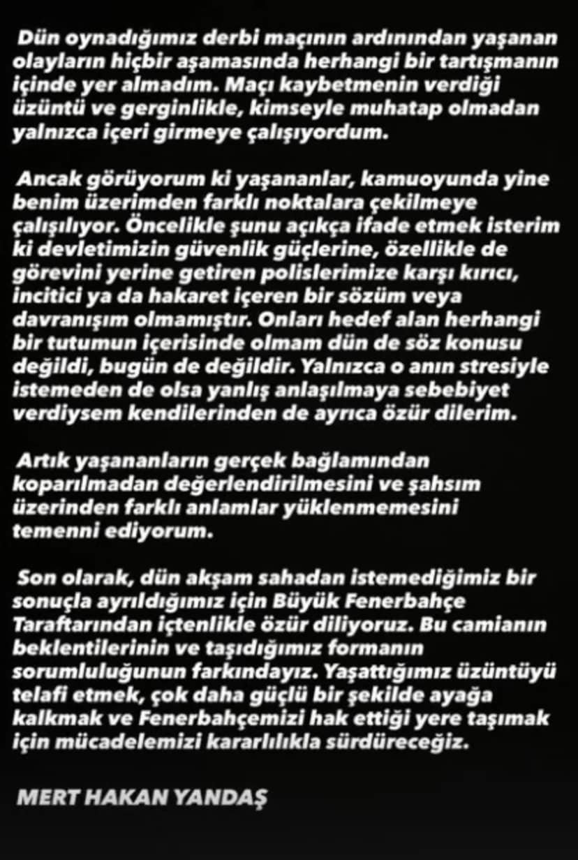 Mert Hakan Yandaş tan derbi sonrası açıklama! Polislerle ilgili iddialara yanıt verdi 1