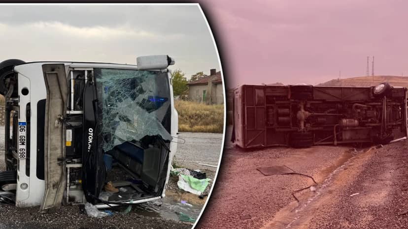 Sağanak sonrası feci kaza, Kırıkkale’de işçi servisi devrildi! 15 yaralı