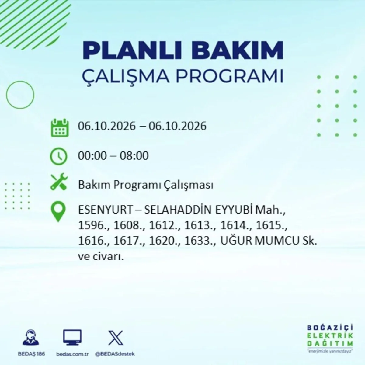 Elektrikler ne zaman, saat kaçta gelecek? 6 Ekim 2026 BEDAŞ ve AYEDAŞ elektrik kesinti programı! — 10. fotoğraf