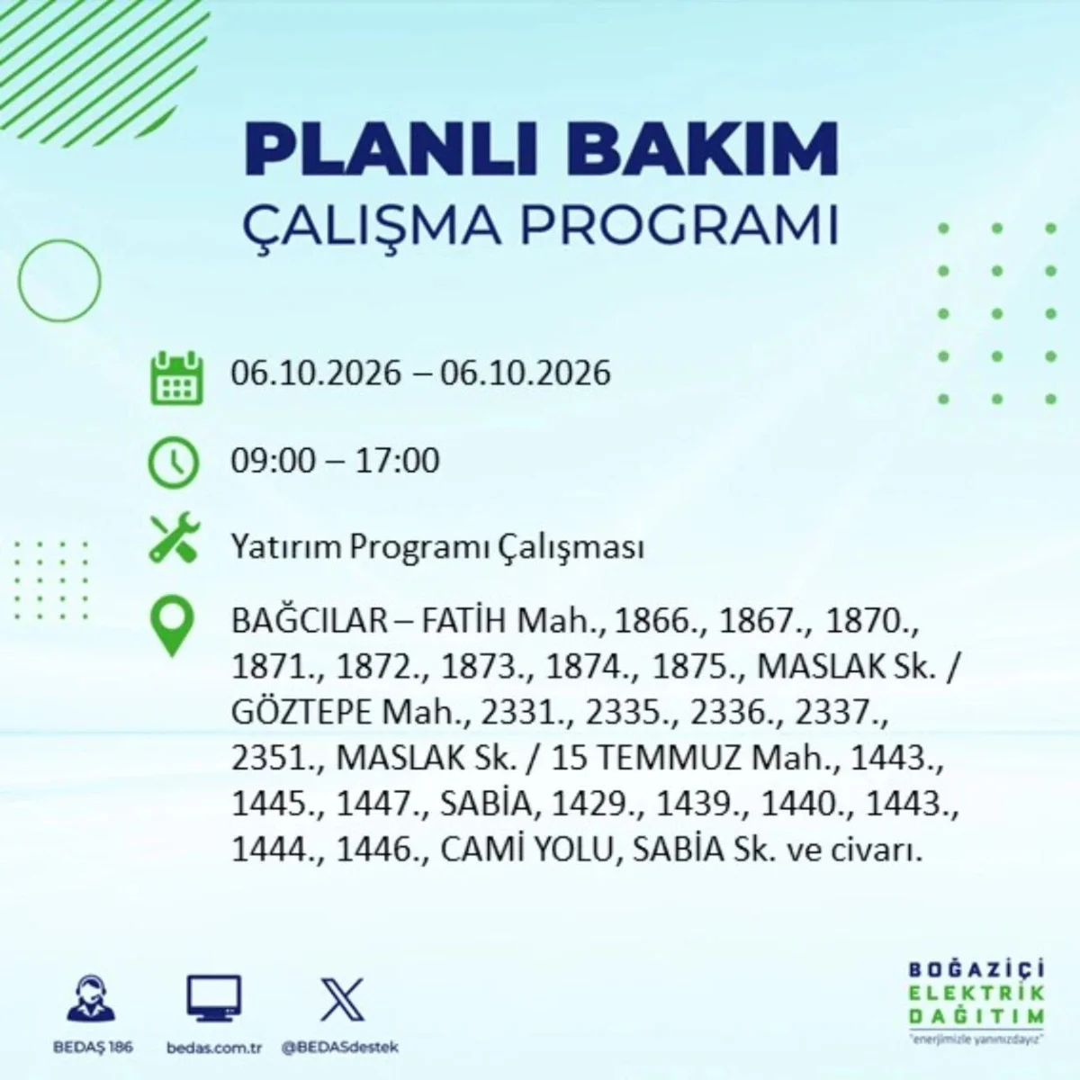 Elektrikler ne zaman, saat kaçta gelecek? 6 Ekim 2026 BEDAŞ ve AYEDAŞ elektrik kesinti programı! — 11. fotoğraf
