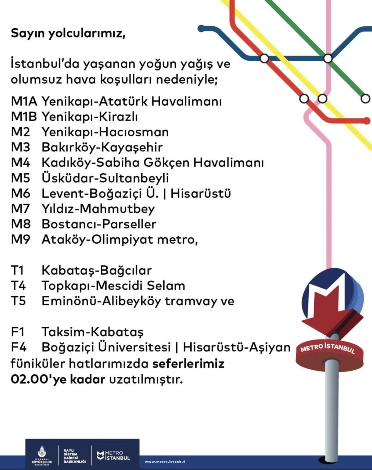 Metro ve tramvay saatleri uzatıldı mı? Metro hattında son sefer saat kaçta? Metro İstanbul duyurdu — 2. fotoğraf