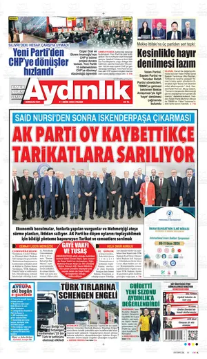Aydınlık Vatan-emek-namus Gazetesi manşeti