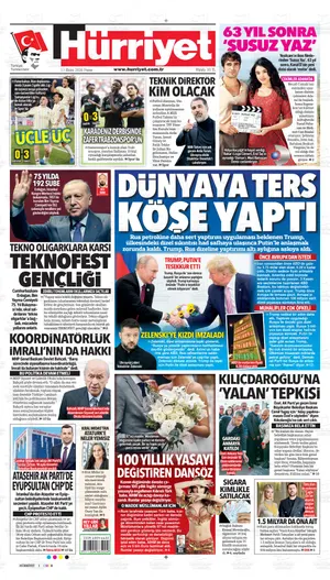 Hürriyet Gazetesi manşeti