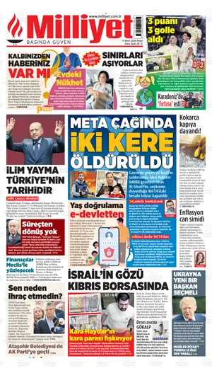Milliyet Gazetesi manşeti