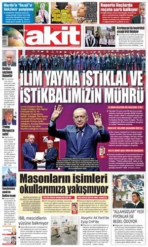 Yeni Akit Gazetesi manşeti