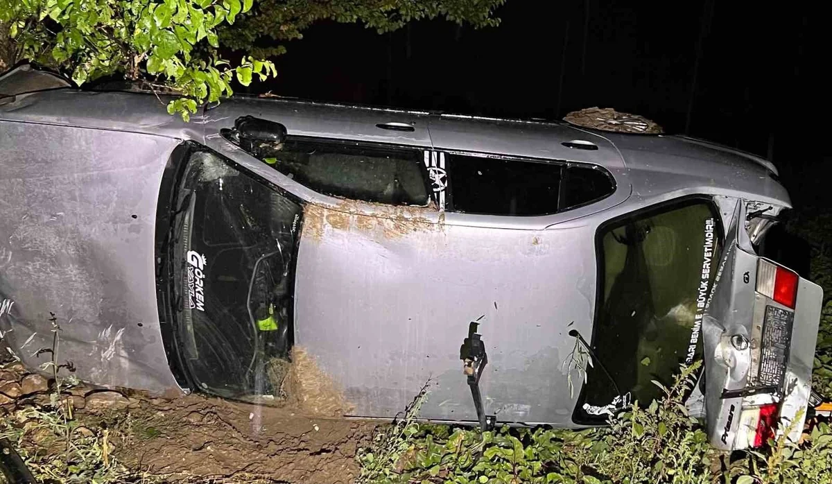 Afyonkarahisar Bolvadin'de tarlaya devrilen otomobilde 1 kişi yaralandı