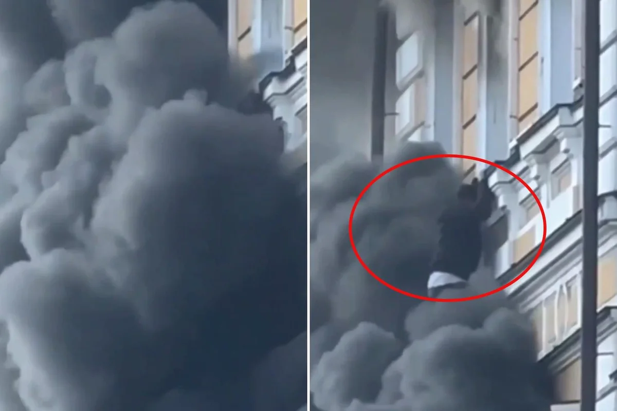 Kiev Bilimler Akademisi'ne dron saldırısında akademisyenler yangın dan kaçmak için pencerelerden atladı