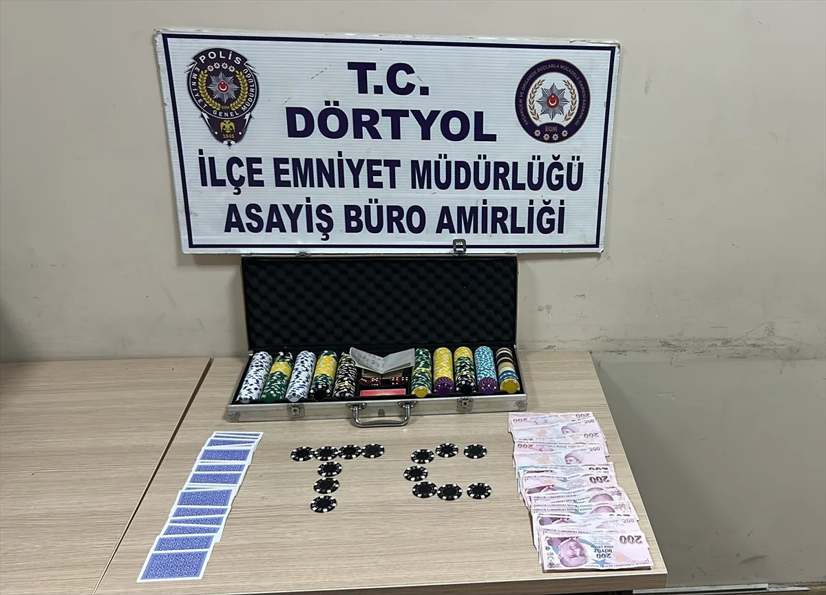 Hatay Dörtyol'da kumar baskınında 6 kişiye 69 bin 624 lira ceza kesildi
