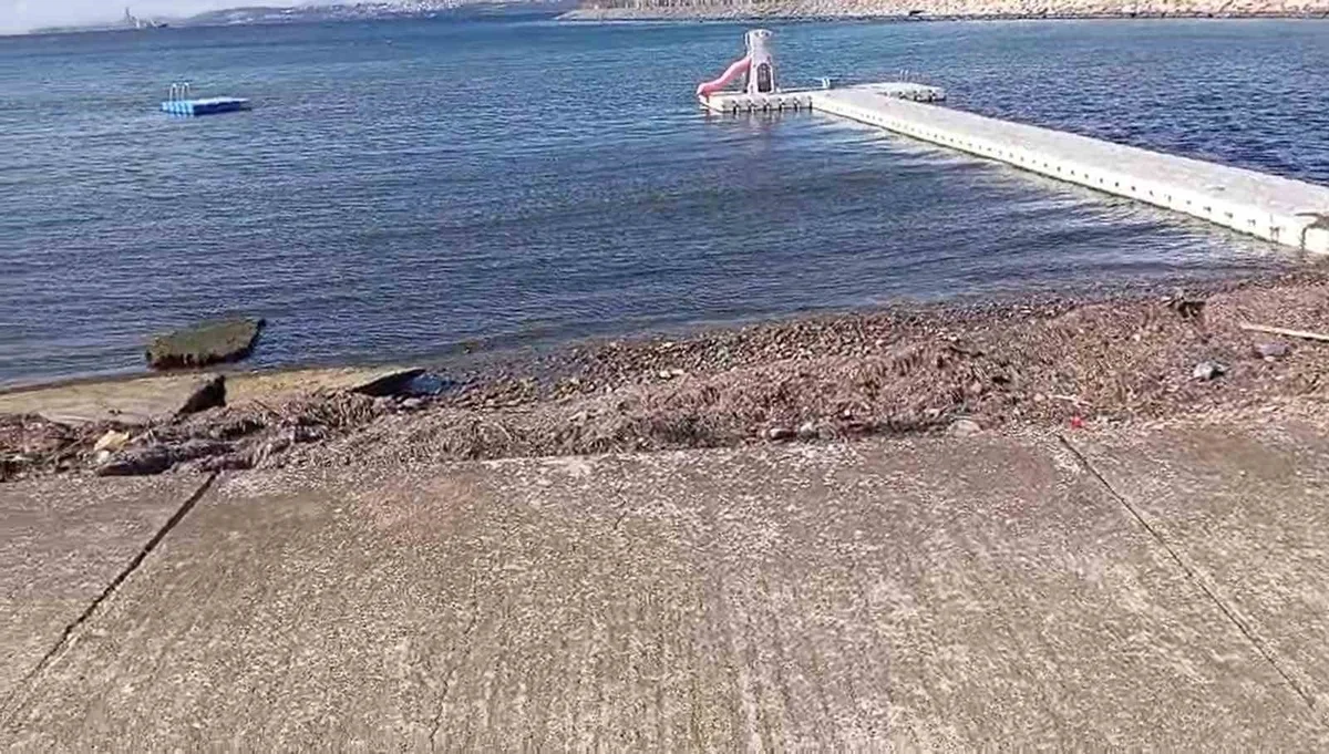 Yalova Taşköprü'de Dantel Sitesi önünde Marmara Denizi'ne kırmızı sıvı döküldü