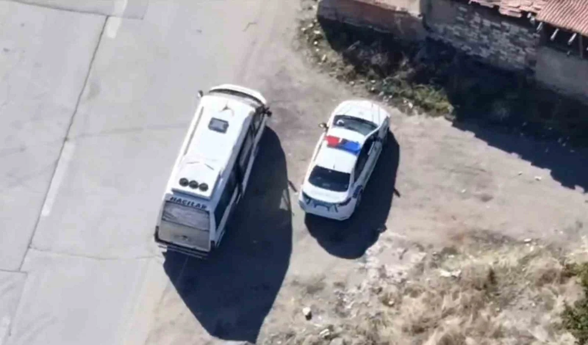 Kırıkkale'de denetimden kaçan minibüsçü dronla yakalandı, 11 bin 629 lira ceza aldı