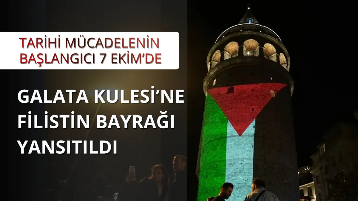 Galata Kulesi Filistin bayrağının renklerine büründü