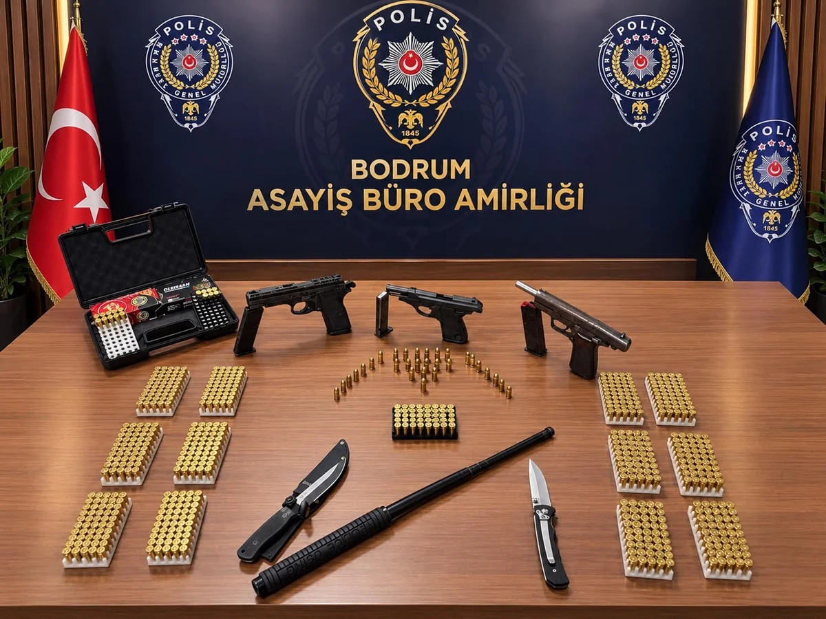 Muğla Bodrum'da silah sesi ihbarında 2 şüpheli gözaltına alındı, 697 mermi ele geçirildi