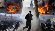 Fransa'da sarı yelekliler her yeri yakıp yıkıyor! Polislerin çaresiz kaldığı anlar kamerada